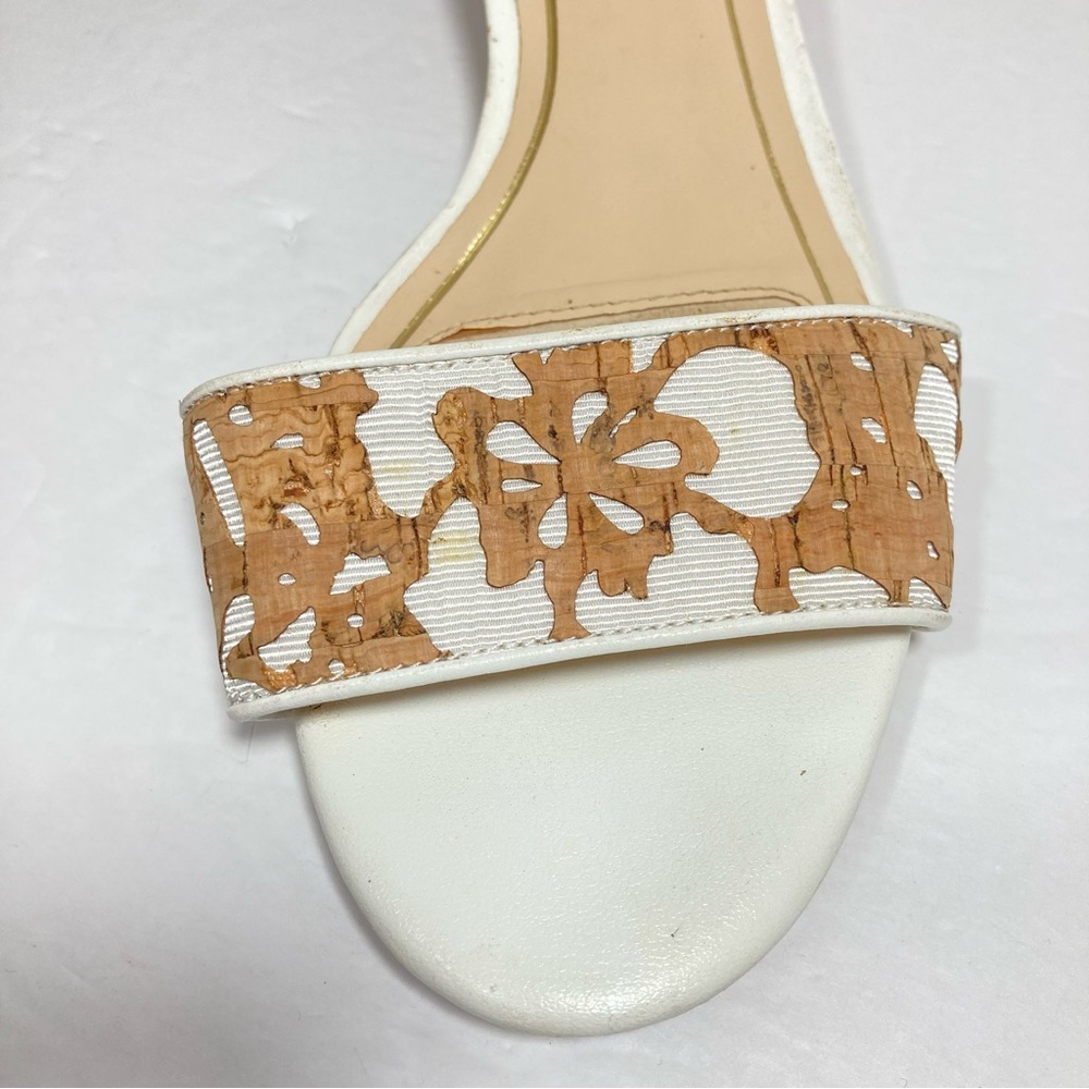 ALEX MARIE Ankle Strap Cork Wedge Sandals Fabric & Cork Floral Cut-outs Size 7.5 - Picture 8 of 14